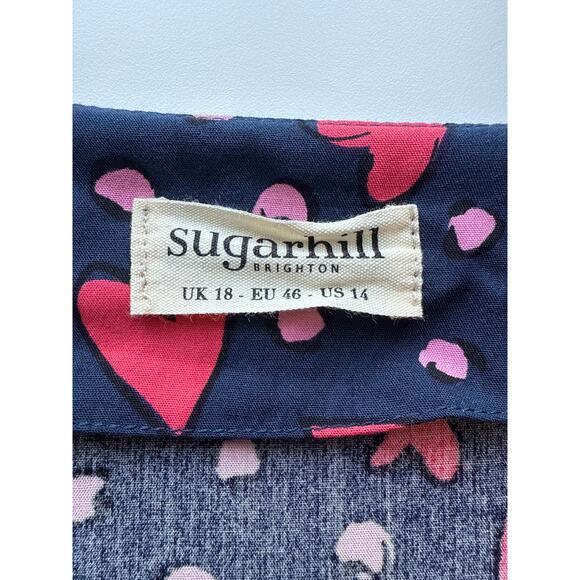 SugarHill Brighton Glenda Midi Dress in Navy, Heart Print Size 14 - Picture 7 of 7